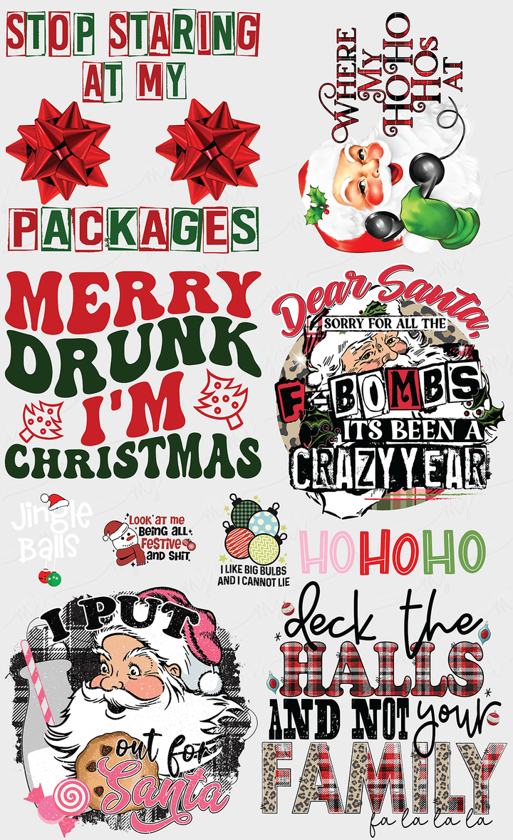 Transfer :: Christmas Snarky Gang Sheet 22" x 36" #CMAS23