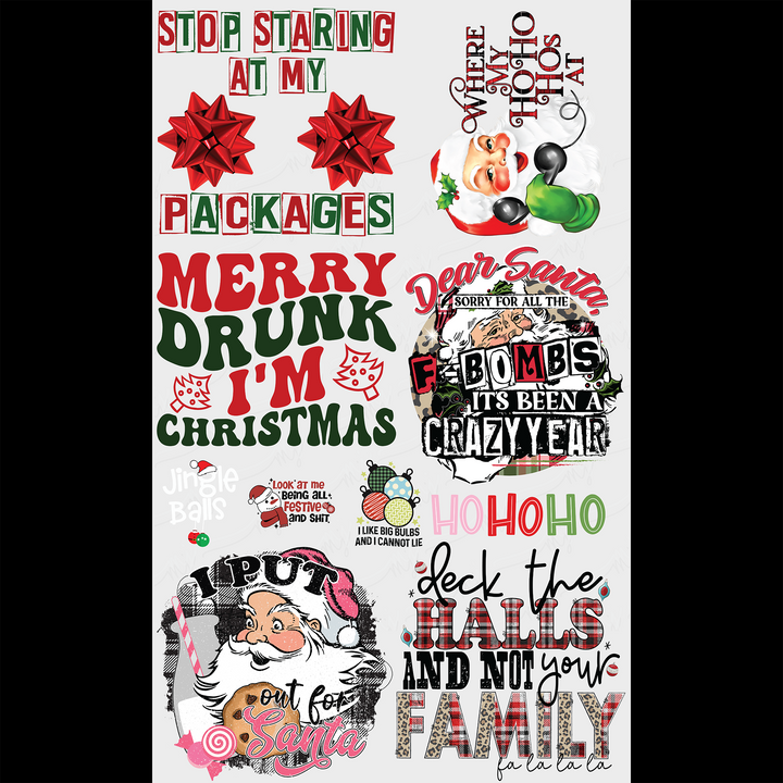 Transfer :: Christmas Snarky Gang Sheet 22" x 36" #CMAS23