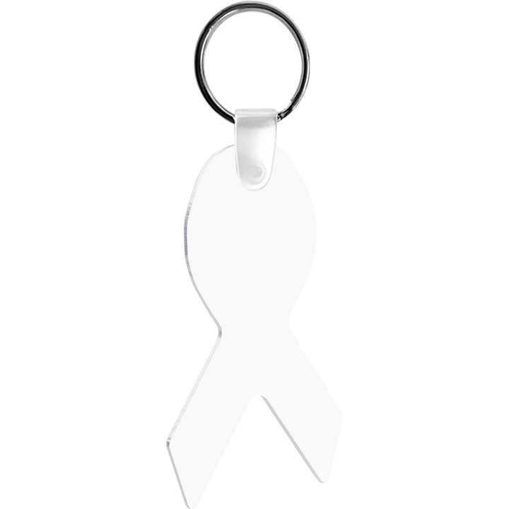 Blank Gloss White Aluminum Ribbon Keychain :: 1.6" x 2.75"