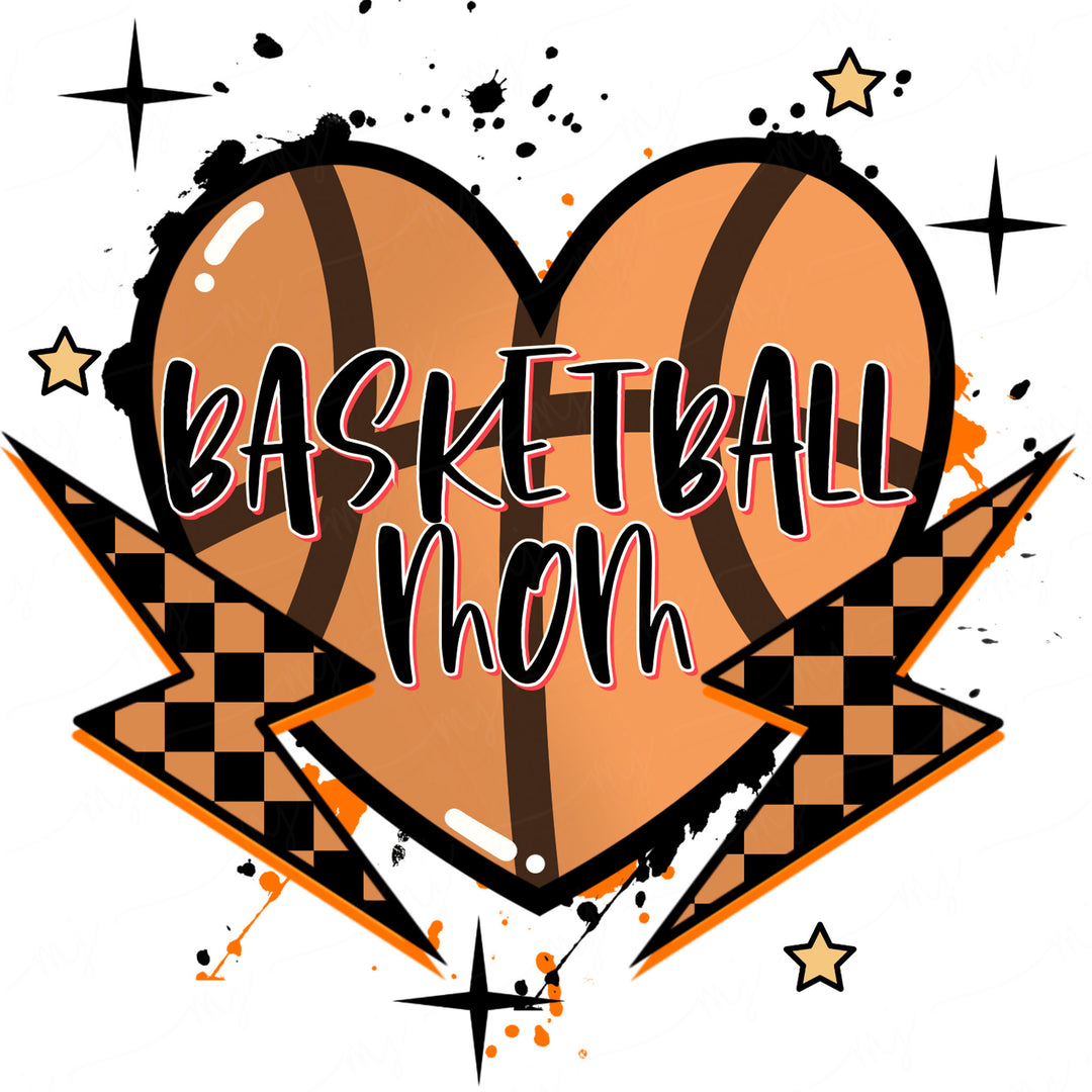 a heart shaped basketball ball with the words basketball mom