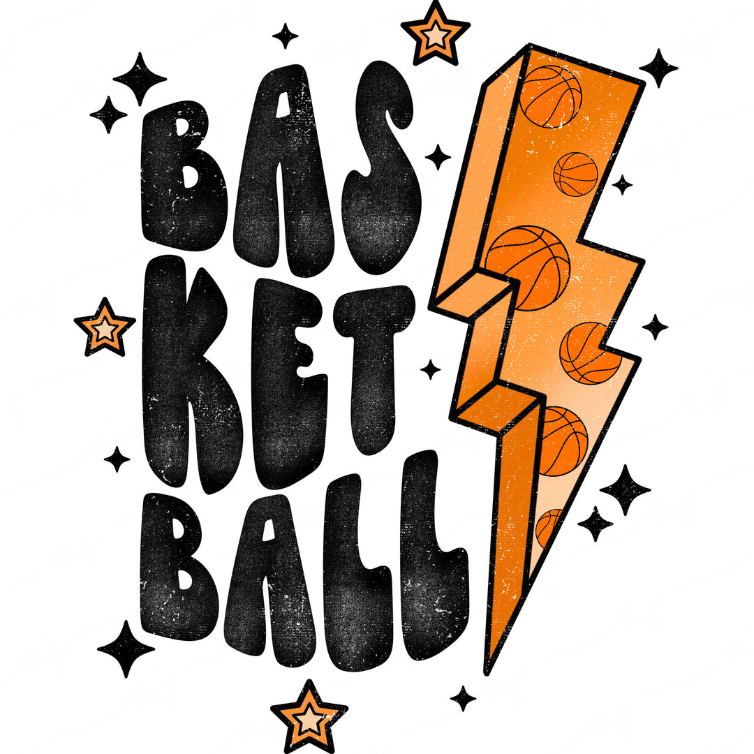 a drawing of a basketball ball with a lightning bolt