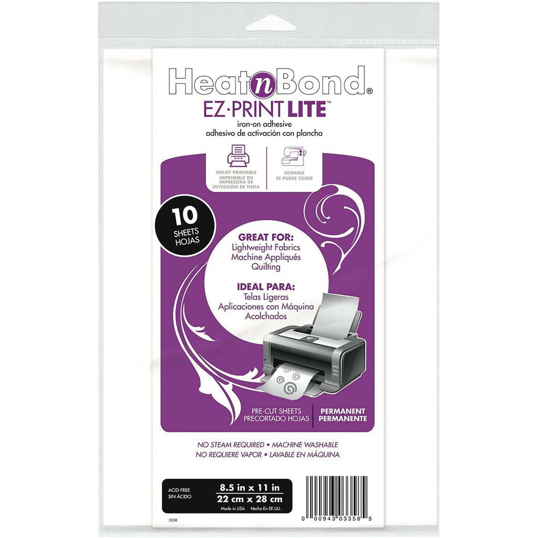 Heat N Bond EZ Print Lite :: 8.5" x 11" sheets (10 sheet/pkg)