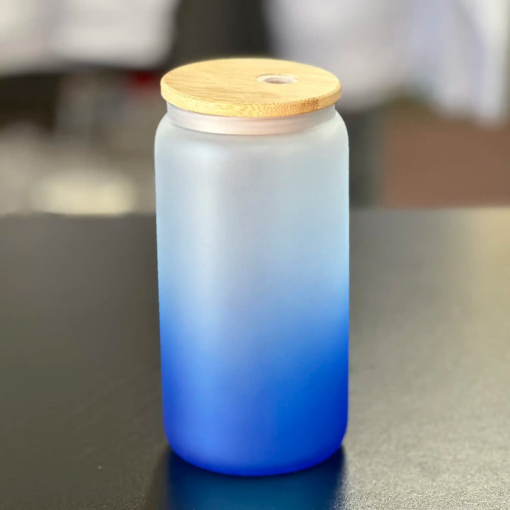 Ombre Frosted Glass Tumbler Sublimation :: 16oz Beer Can