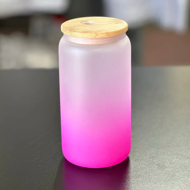Ombre Frosted Glass Tumbler Sublimation :: 16oz Beer Can