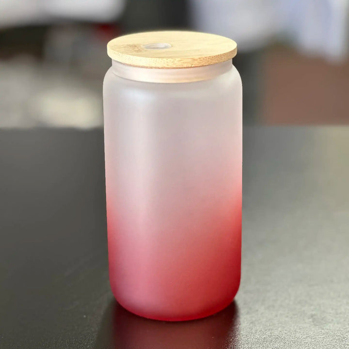 Ombre Frosted Glass Tumbler Sublimation :: 16oz Beer Can