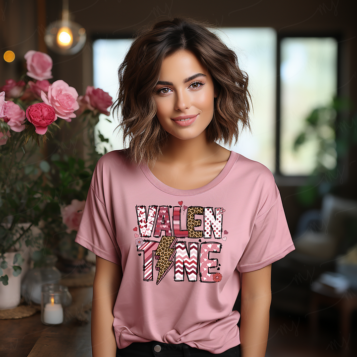 a woman standing in front of a vase of flowers