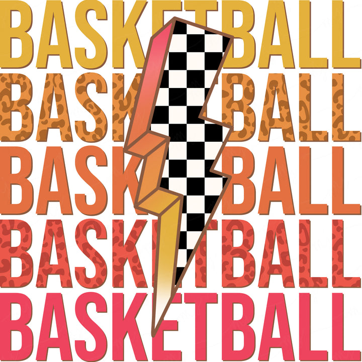 a poster of a basketball ball and a lightning bolt