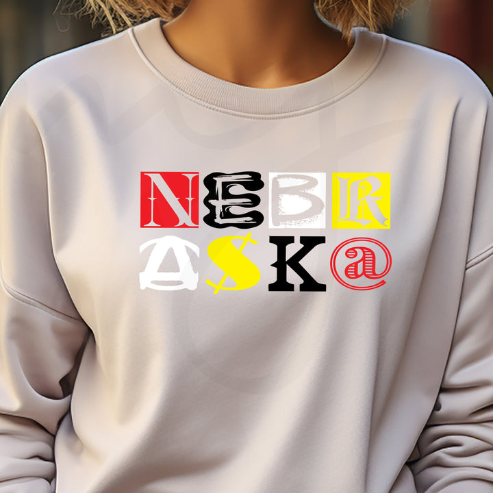 a woman wearing a white sweatshirt with the words never ask on it