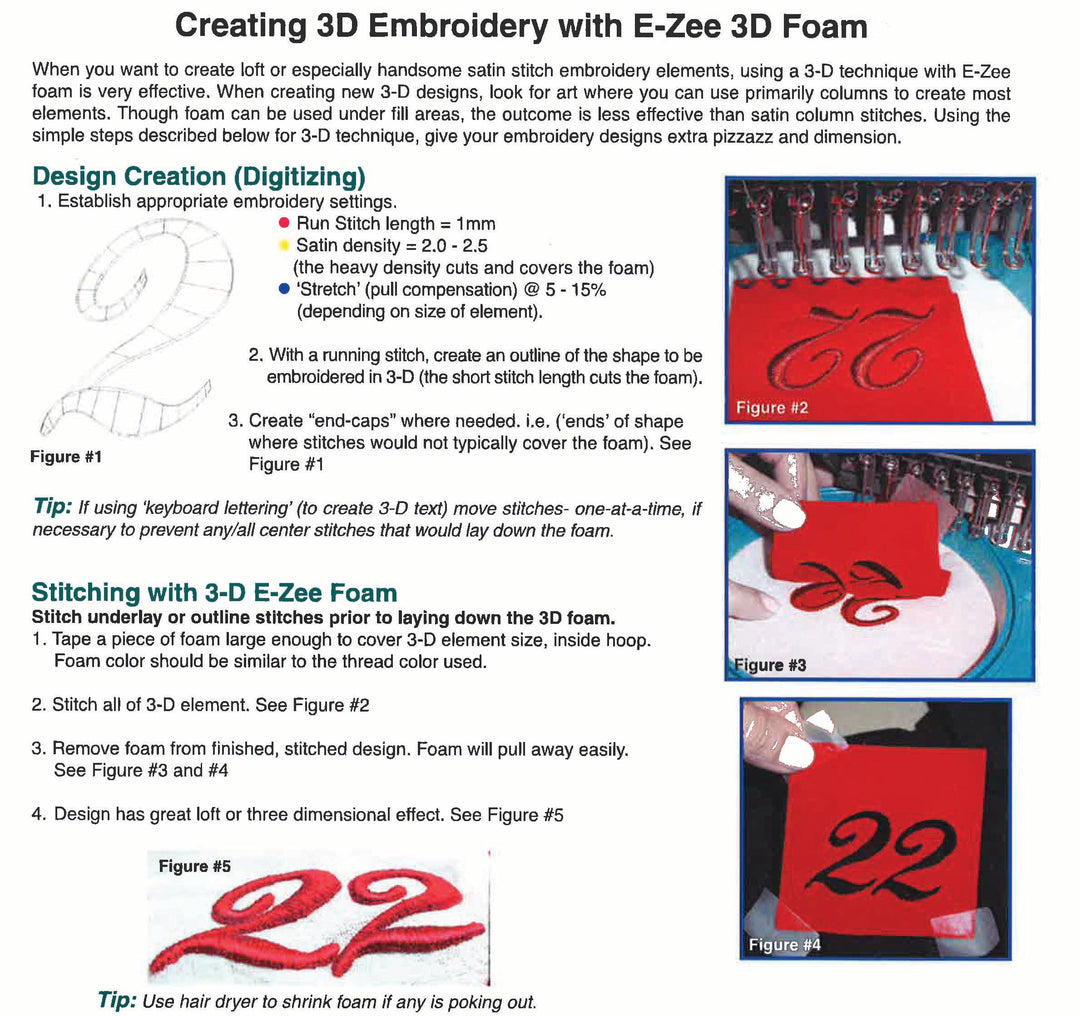 E-Zee 3D 3mil Embroidery Foam :: 12" x 18"