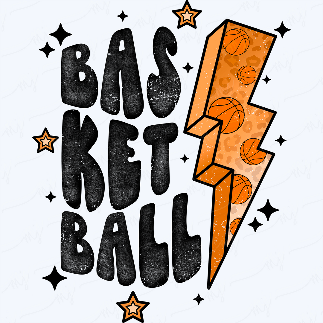 a basketball bat with a lightning bolt and stars around it