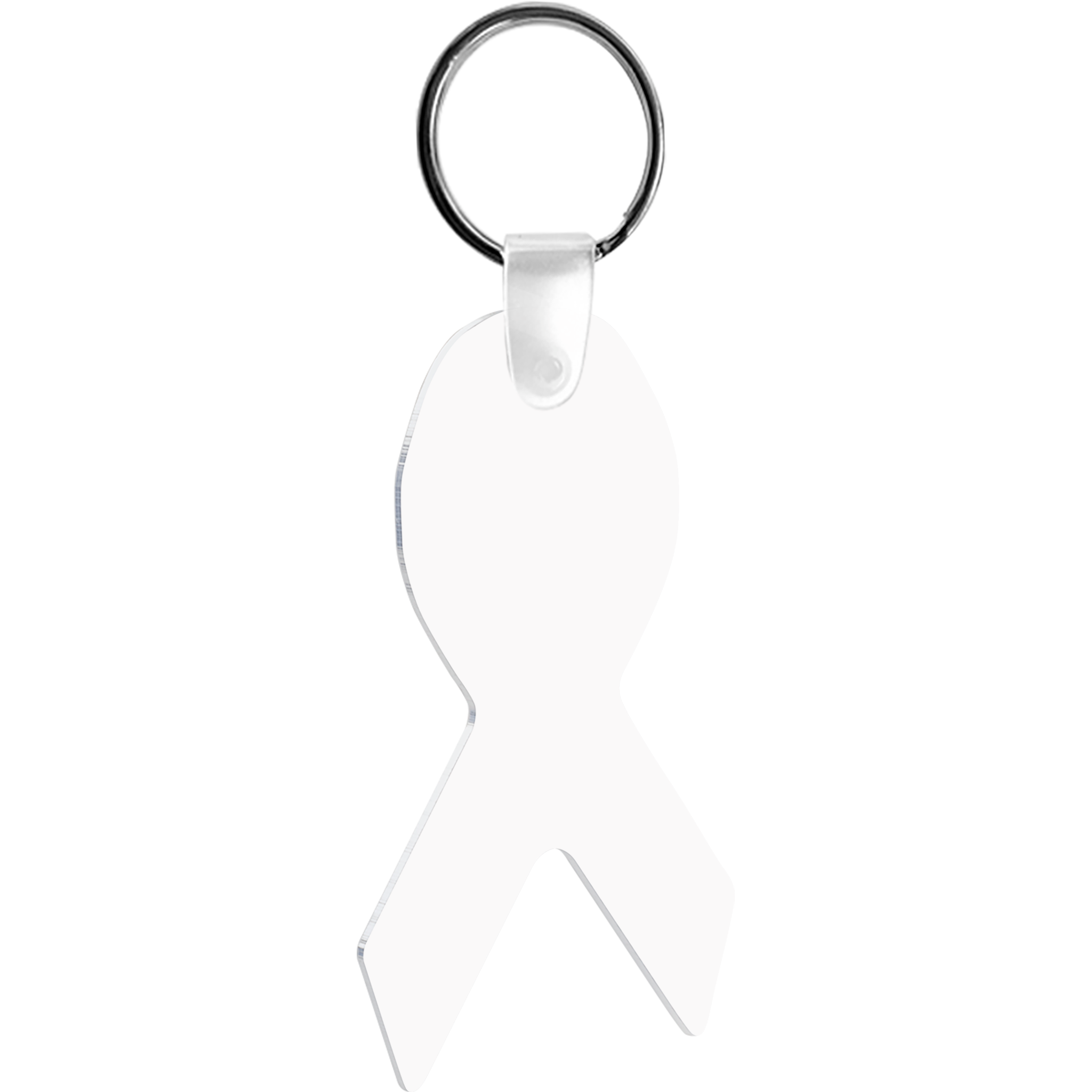 Blank Gloss White Aluminum Ribbon Keychain :: 1.6