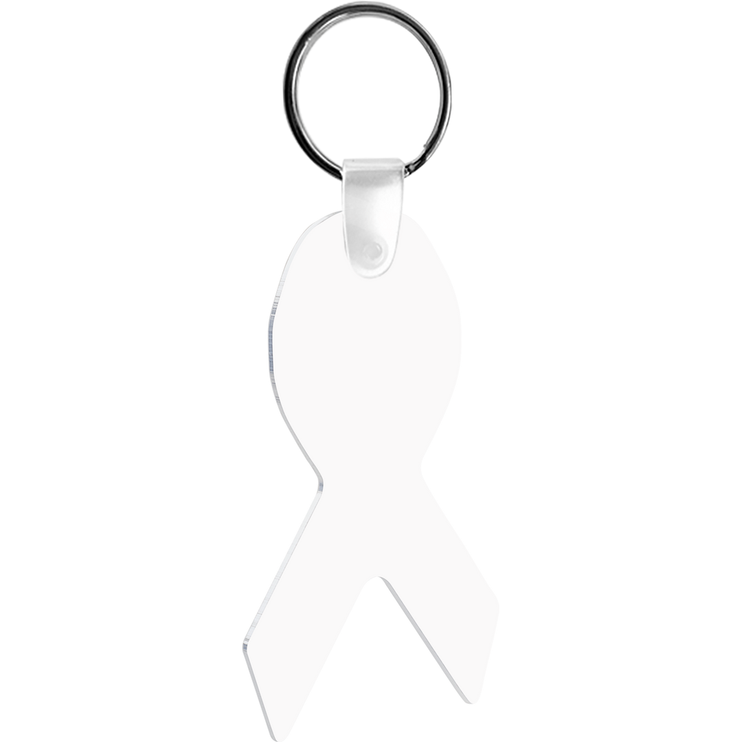 Blank Gloss White Aluminum Ribbon Keychain :: 1.6" x 2.75"