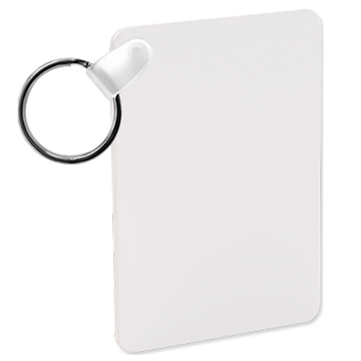 White Gloss Sublimation Aluminum Rectangle Keychain :: 1.6" x 2.25"