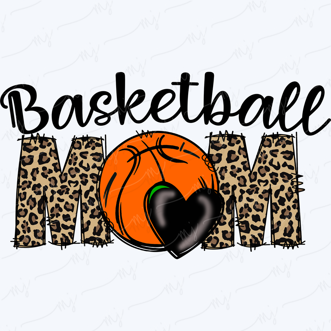 a basketball mom with a heart and leopard print