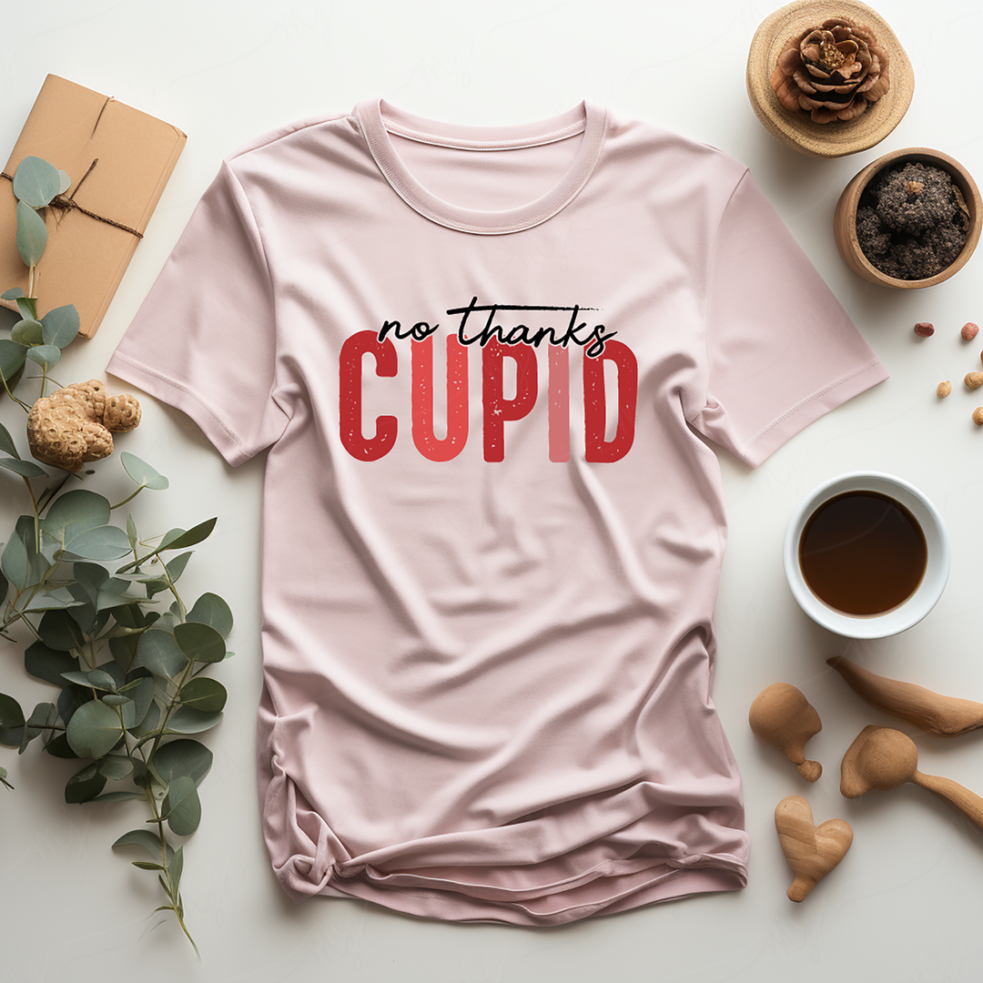 a pink t - shirt that says no thanks cupid