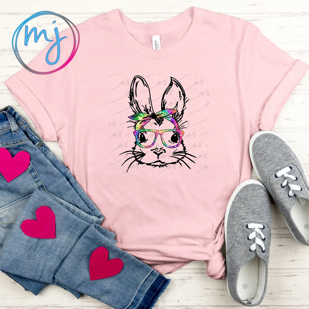 Bunny with Tie Dye Glasses Example Shirt
