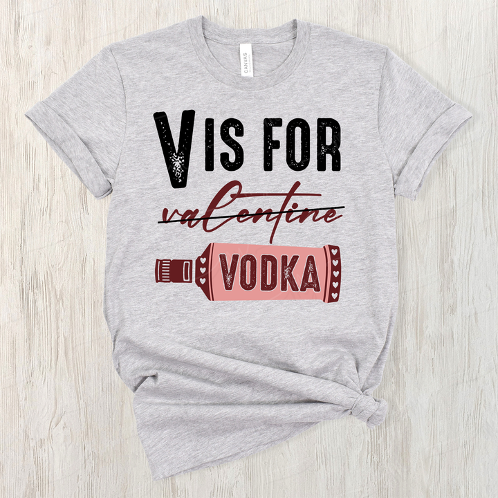 a grey t - shirt with the words visa for coffee and vodka on it