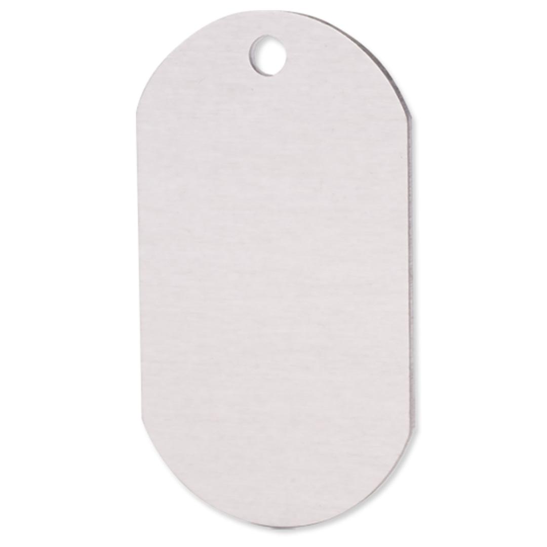 Silver Sublimation Aluminum 1-Sided ID Tag :: 2" x 1.15"
